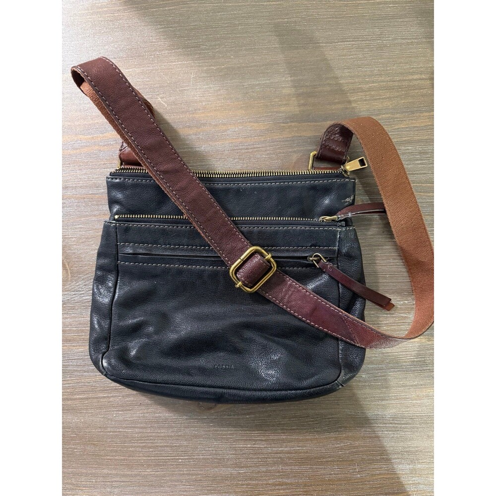 Fossil Black Leather Crossbody Bag
